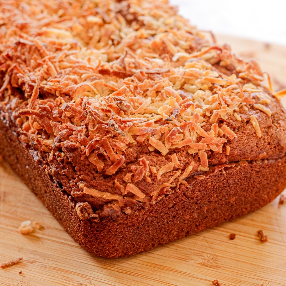 pumpkin bread topped with toasted coconut
