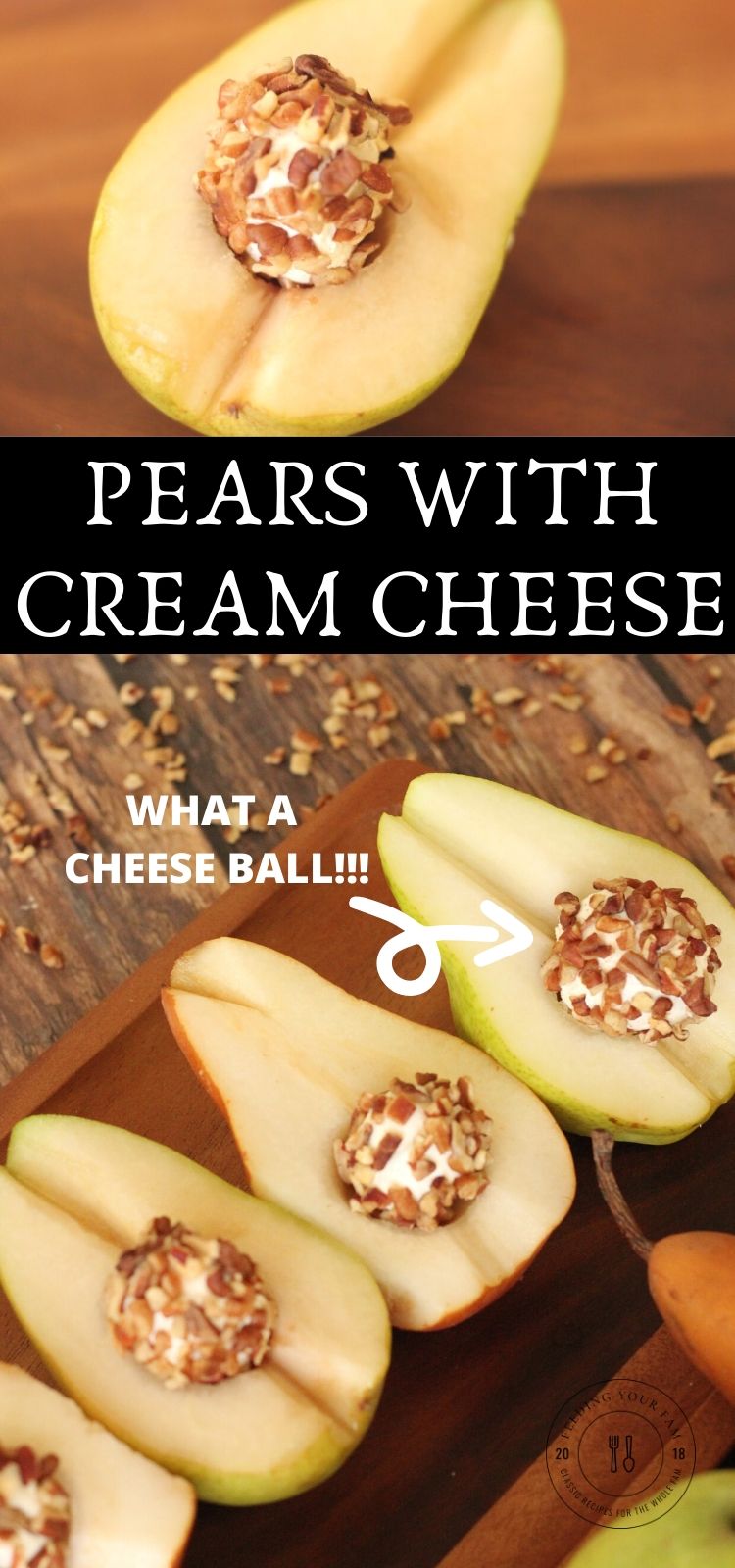 pears with little cream cheese balls