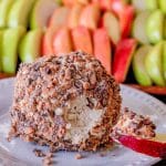 dessert cheese ball covered in toffee bits