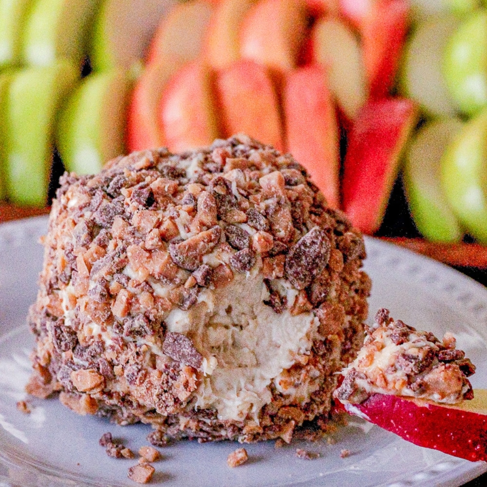 dessert cheese ball with crushed candy bar