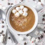 big white mug of hot chocolate with marshmallows
