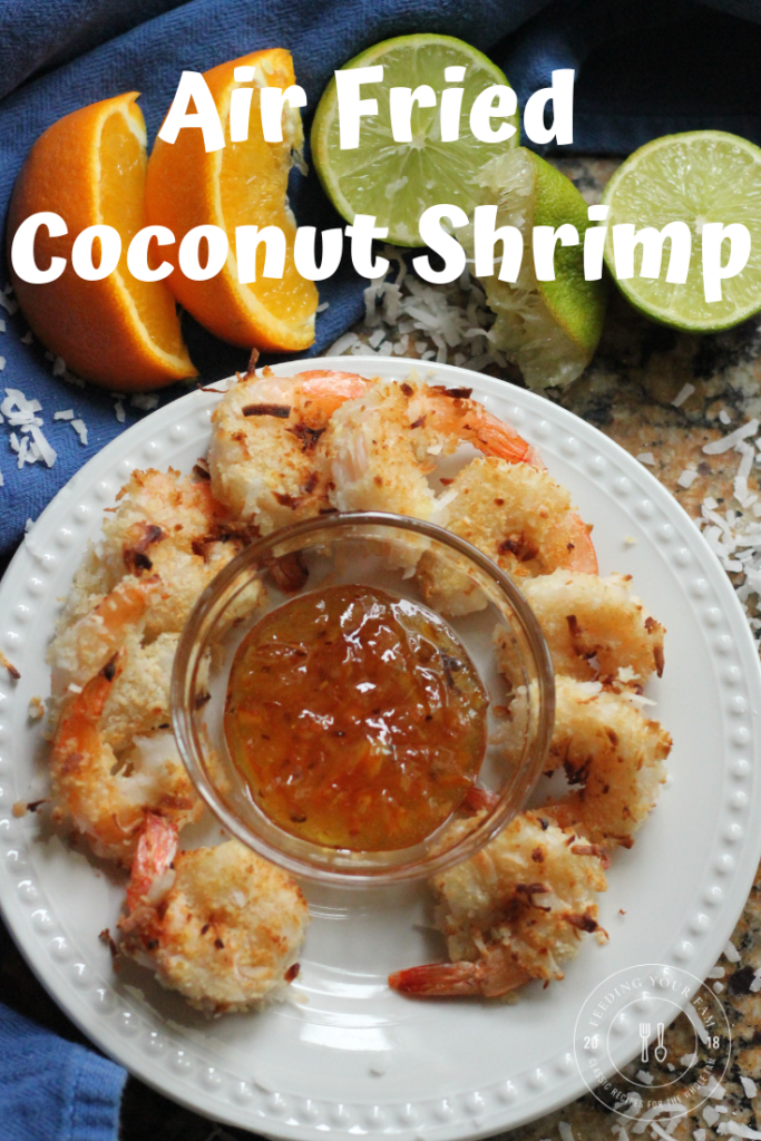 Air Fried Coconut Shrimp cooked to golden brown, served with an Orange Lime Dipping Sauce.