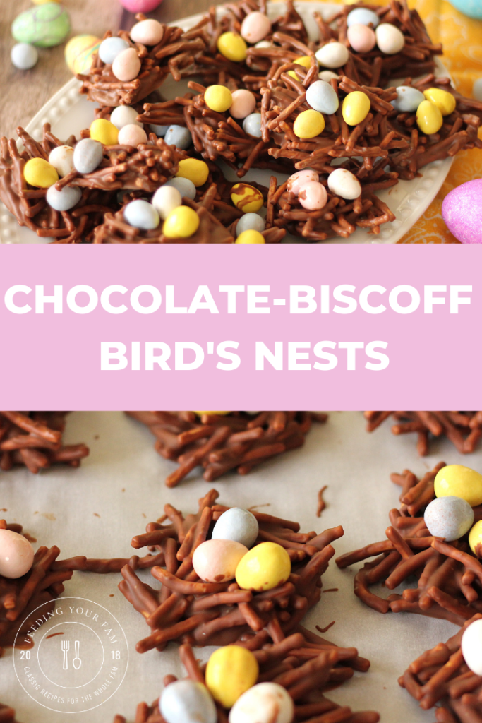 chocolate biscoff bird's nests cookies