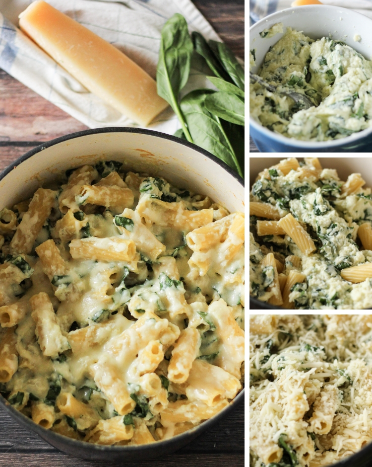 Simple steps for Spinach Ricotta Pasta image collage for how to make pasta dish