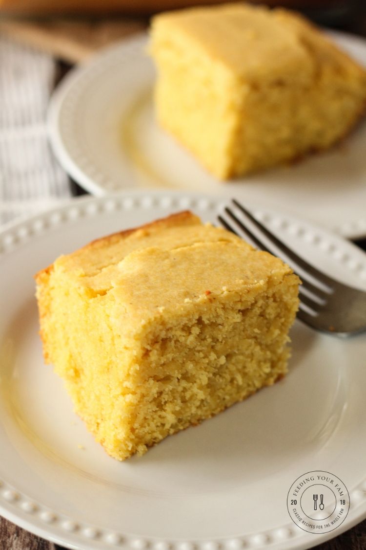 cornbread on a white plate