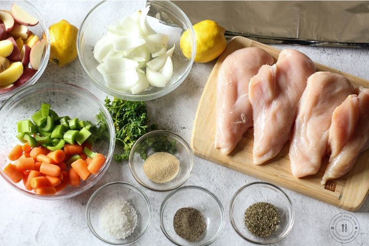 chicken, spices and vegetables