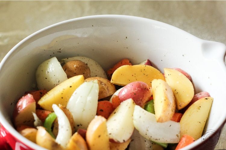 vegetables covered in olive oil and italian seasoning
