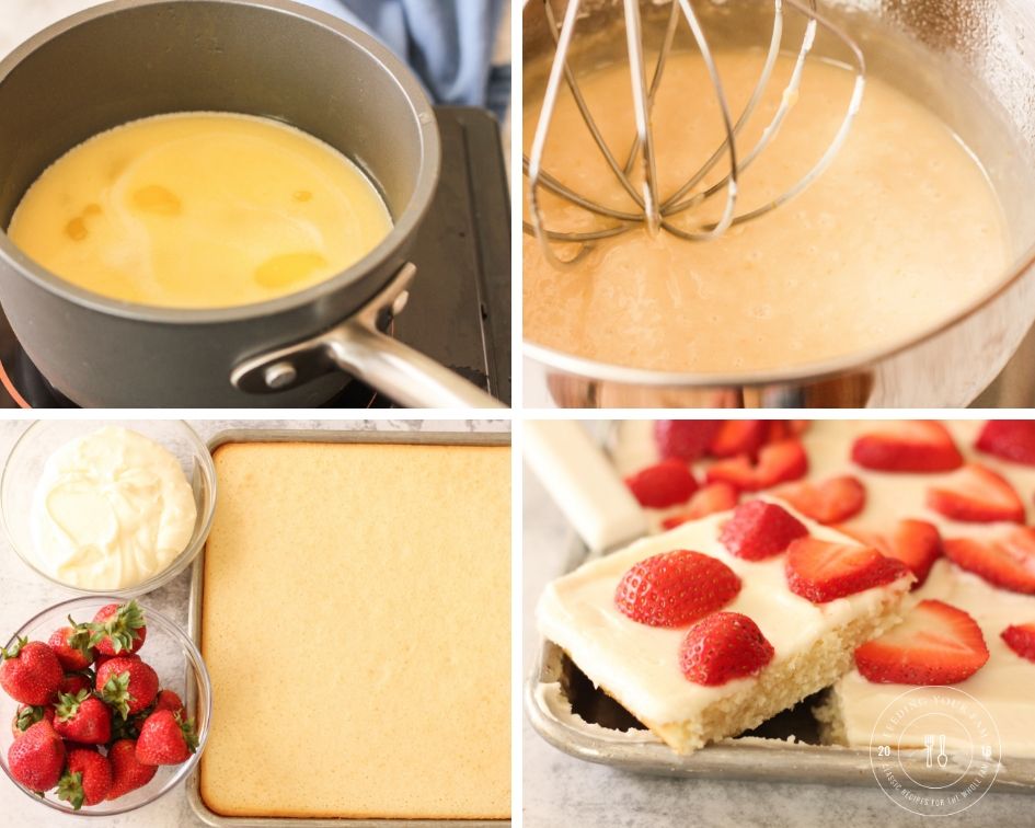 images of steps to make sheet cake