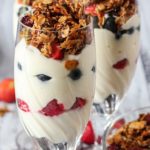 yogurt parfaits layered with berries and homemade granola