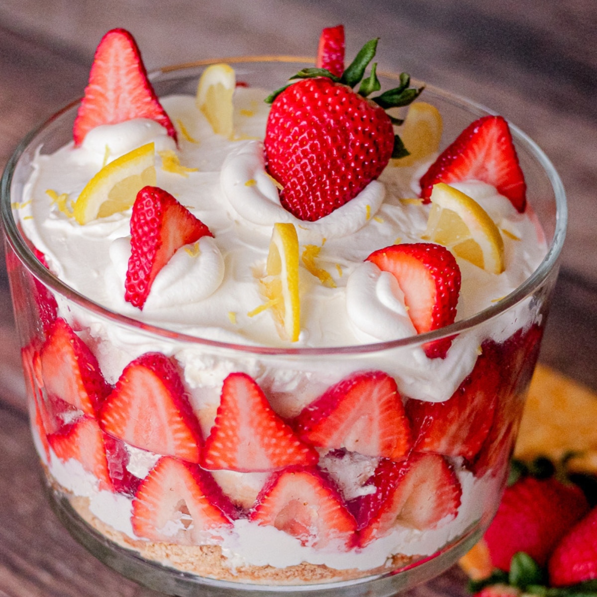 trifle made with strawberries and whipped cream