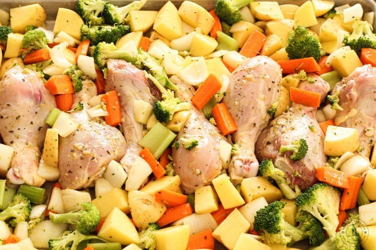 lemon chicken drumstick sheet pan uncooked