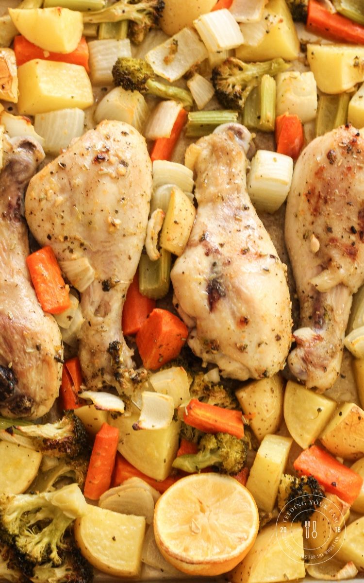 lemon chicken on a sheet pan