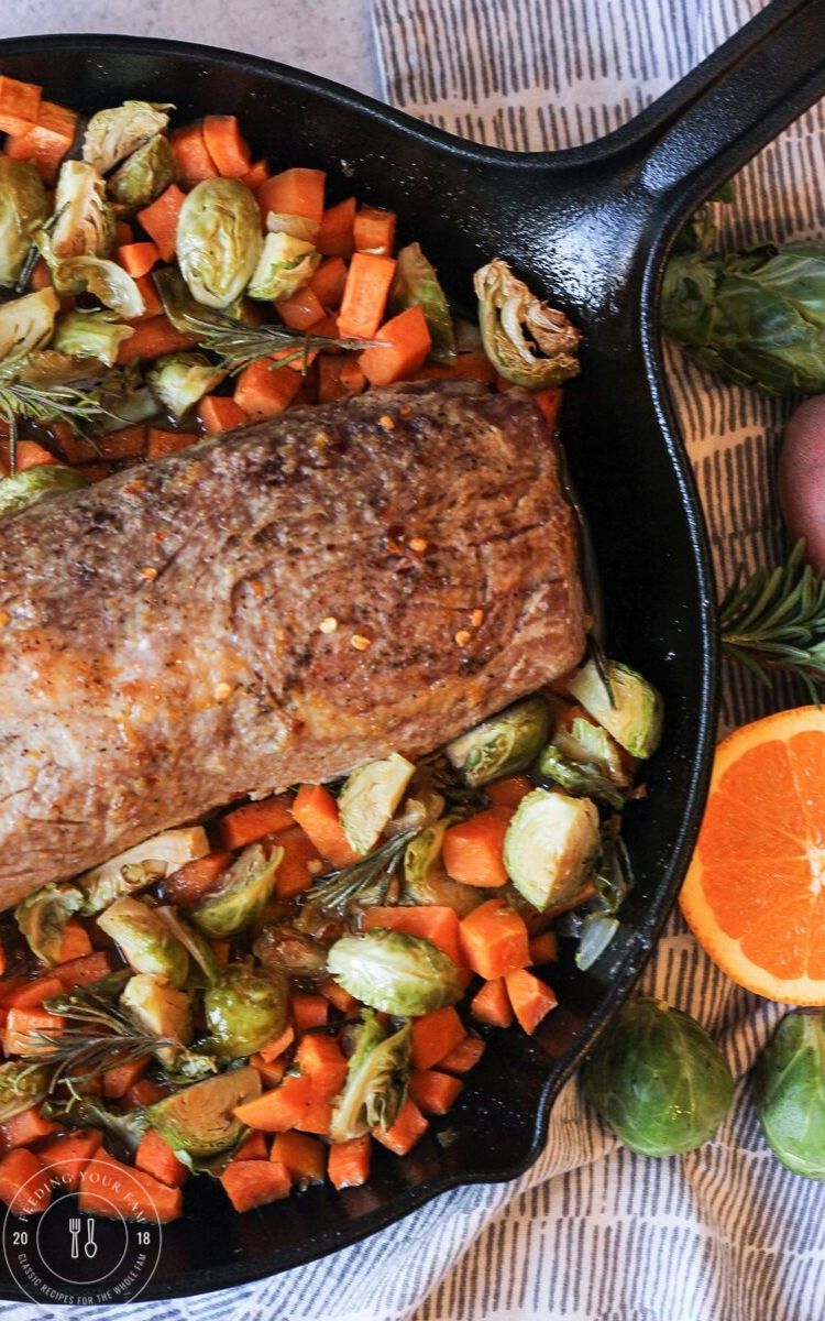 pork loin roast in cast iron pan