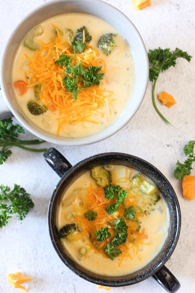 Broccoli Potato Cheese Soup is a creamy veggie loaded comfort soup! Ready in under 30 minutes and perfect every time! cheesy broccoli potato soup