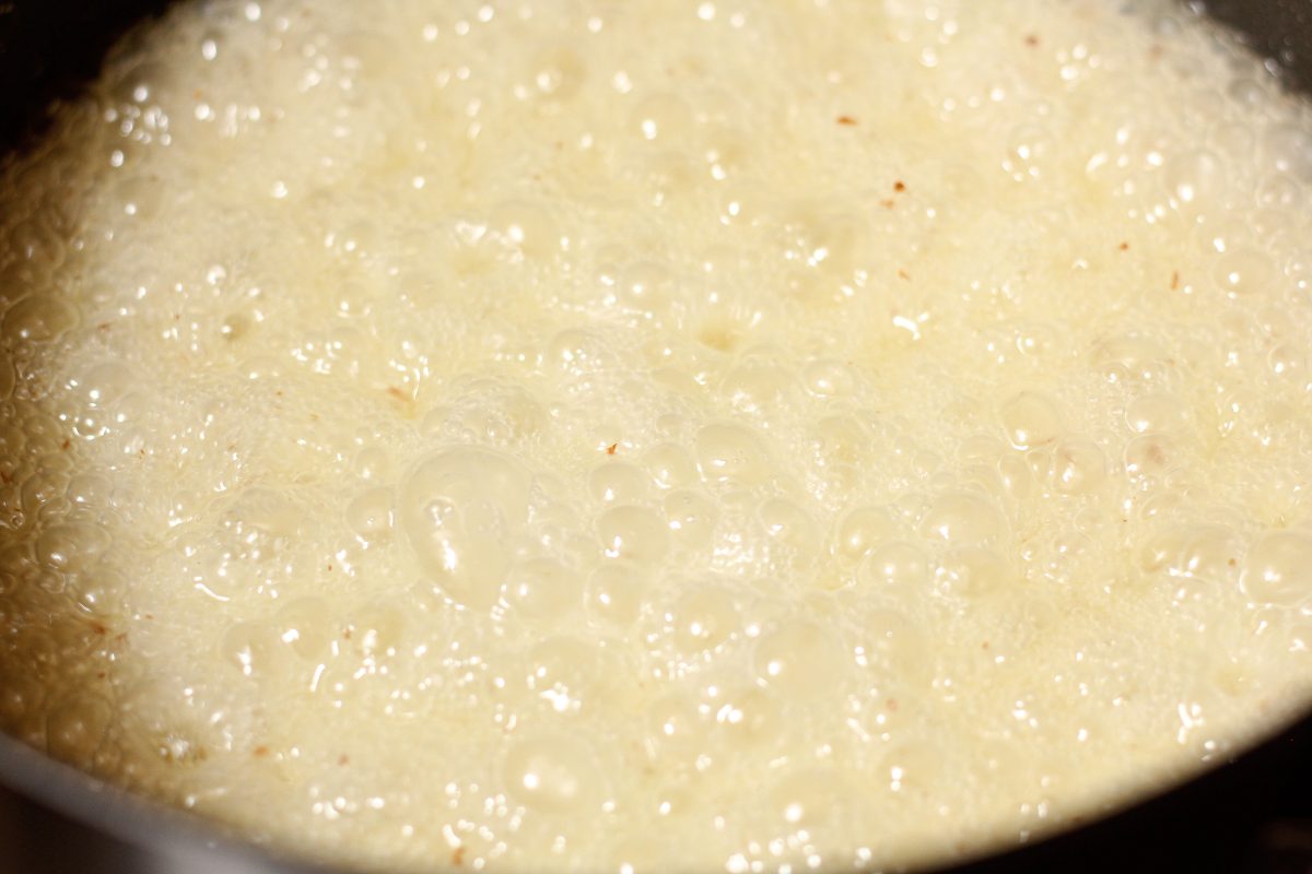boiling butter and sugar for toffee