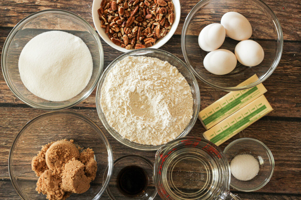 ingredients for pecan pie squares