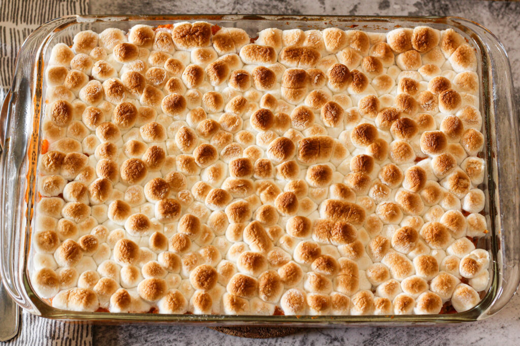 toasted marshmallows on sweet potato casserole