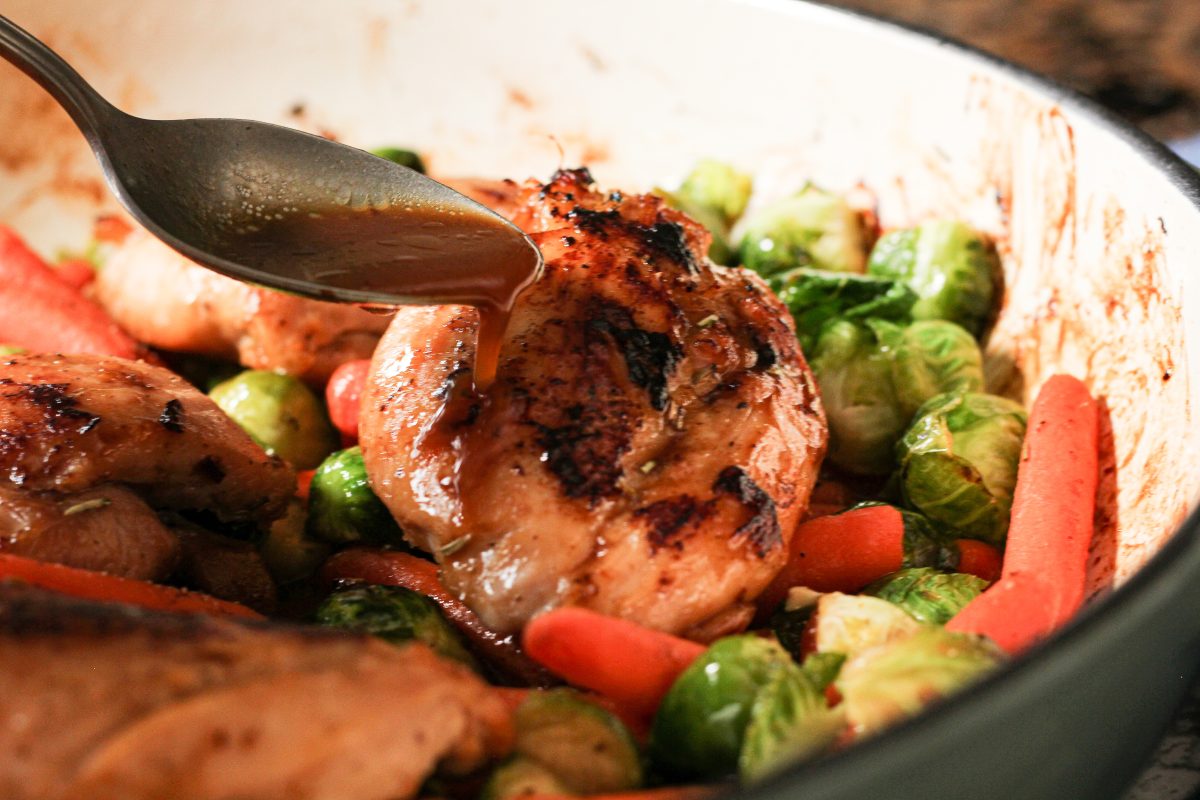 drizzling over chicken