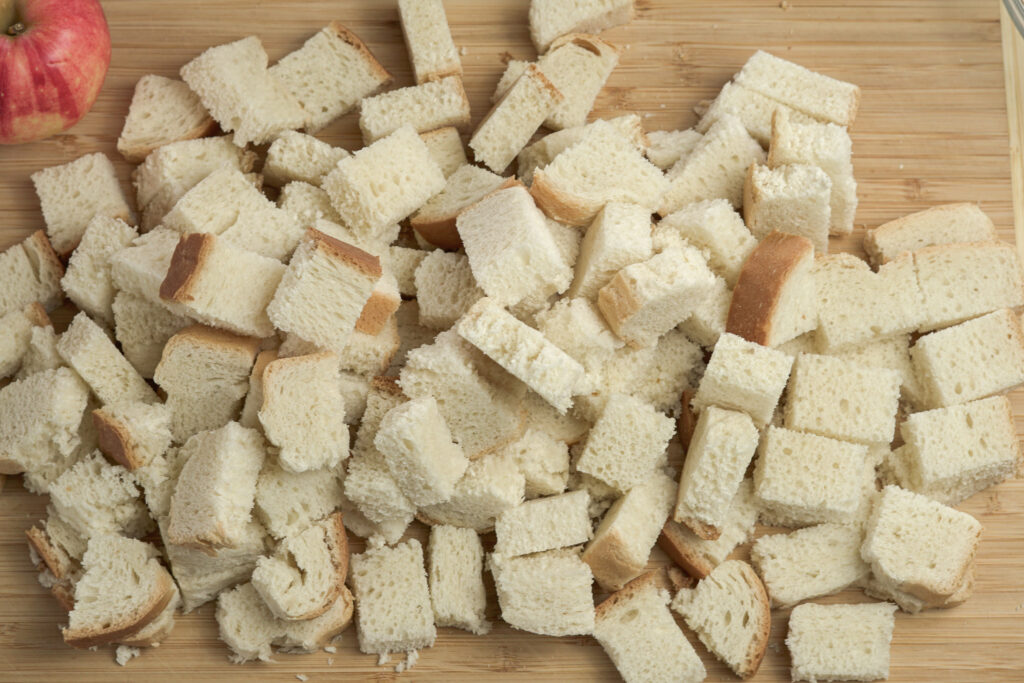 bread sliced into one inch pieces
