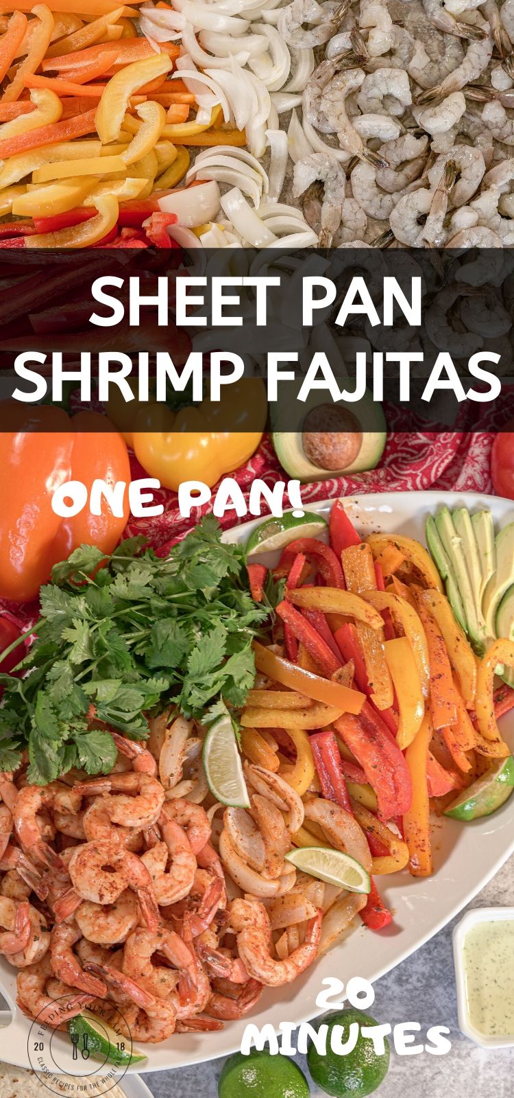 Sheet Pan Shrimp Fajitas are such an easy meal, all cooked on one pan. Loaded with tasty shrimp, vegetables and a simple homemade fajita seasoning. This Shrimp Fajita Recipe will be on repeat. sheet pan shrimp fajitas with peppers and onions