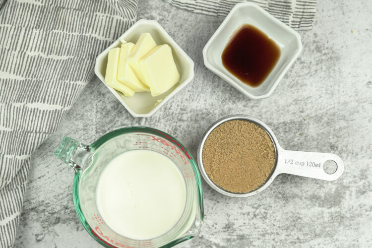 ingredients for homemade caramel sauce