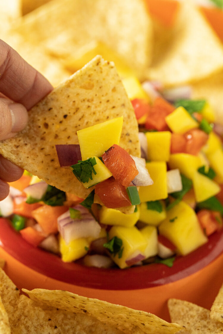 chip with mango salsa