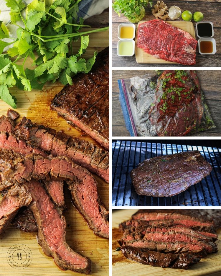 collage of steps to make flank steak marinade