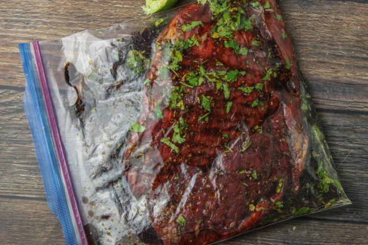 flank steak marinade in a zip top bag