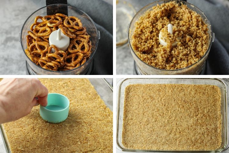 steps to make pretzel crust for pretzel salad