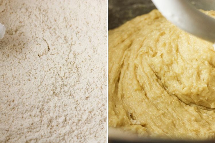 mixing dough for orange rolls