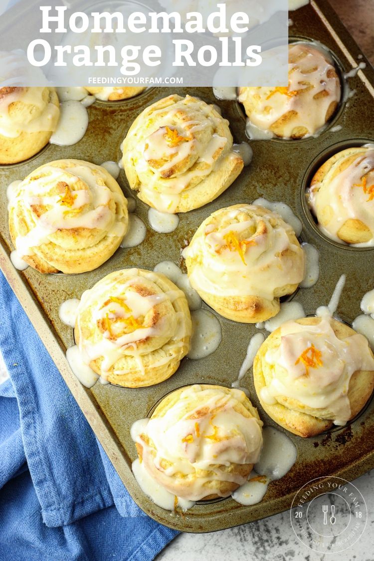 This Homemade Orange Rolls Recipe is a sweet, soft roll filled with a buttery, sugary orange filling topped with an orange vanilla glaze. These rolls are ready in an hour and are so easy to make!! Make some delicious memories with this recipe!! orange rolls
