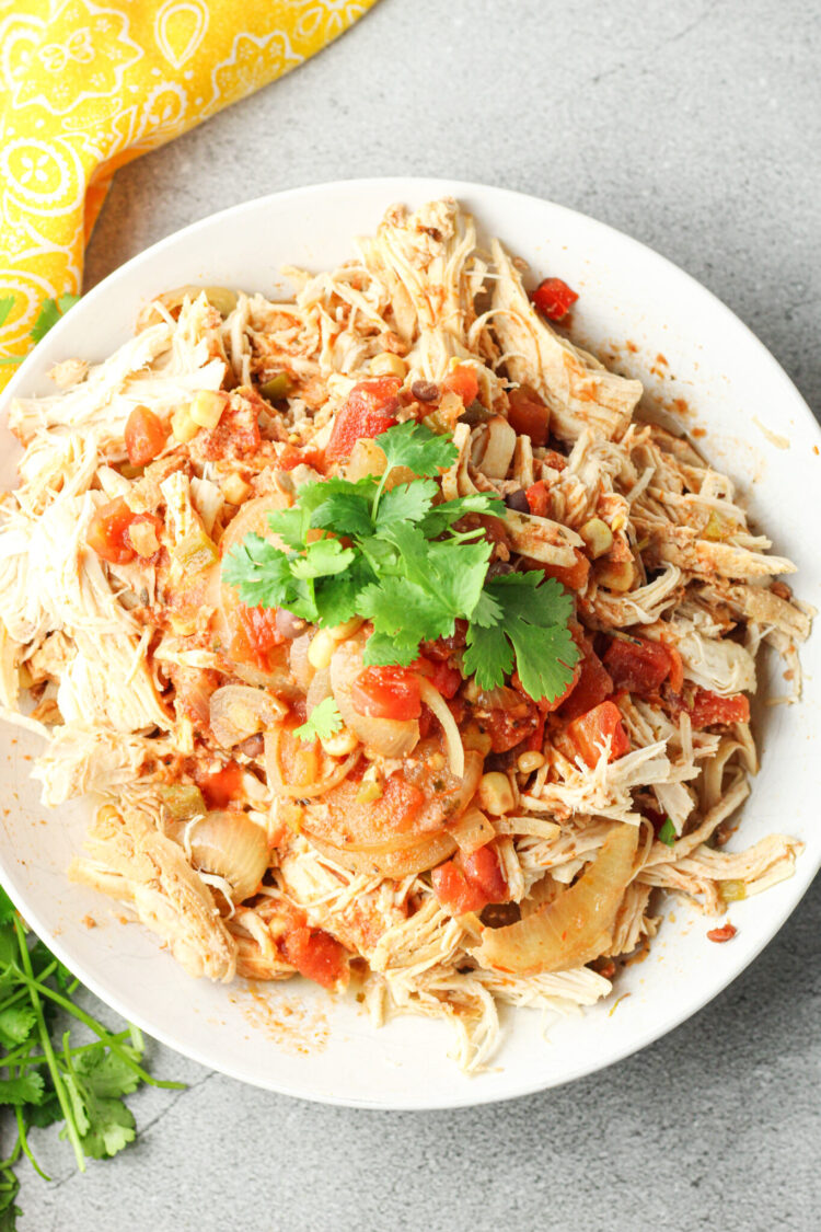 plate of shredded chicken