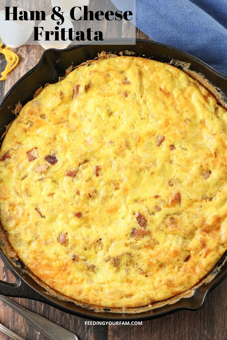 Ham and Cheese Frittatas are a simple breakfast, brunch or dinner! Loaded with tasty pieces of diced ham, cheddar cheese and onions baked in a delicious egg pie.