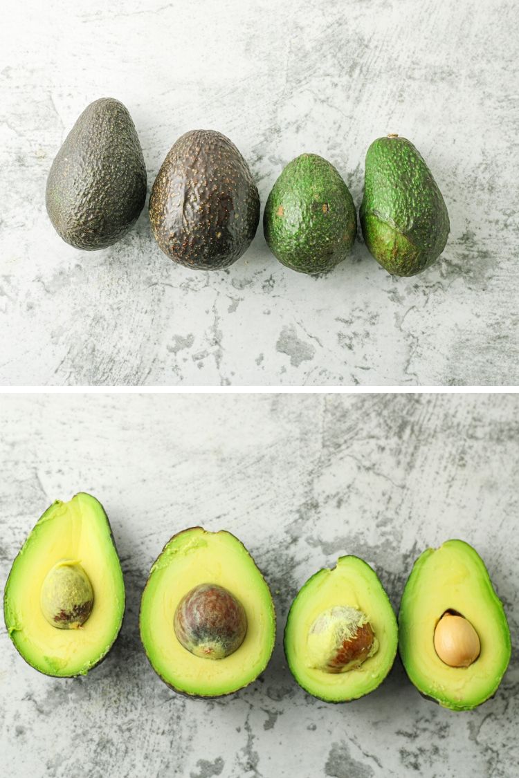 split image of full and sliced avocados