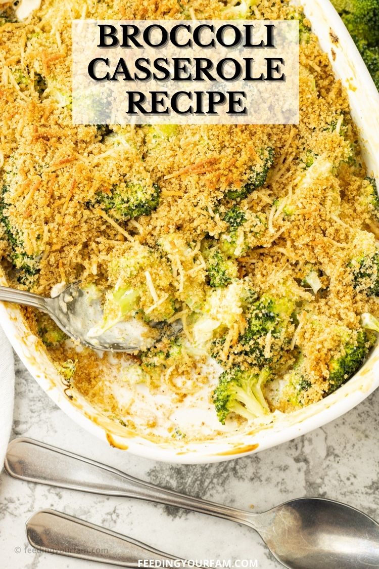 This Easy Broccoli Casserole has a delicious creamy flavor with just the perfect hint of lemon topped with a buttery parmesan, breadcrumb topping. Broccoli Casserole is a simple side dish and easy way to have everyone enjoy their vegetables. #broccoli #vegetablesidedish #sidedish #vegetable
