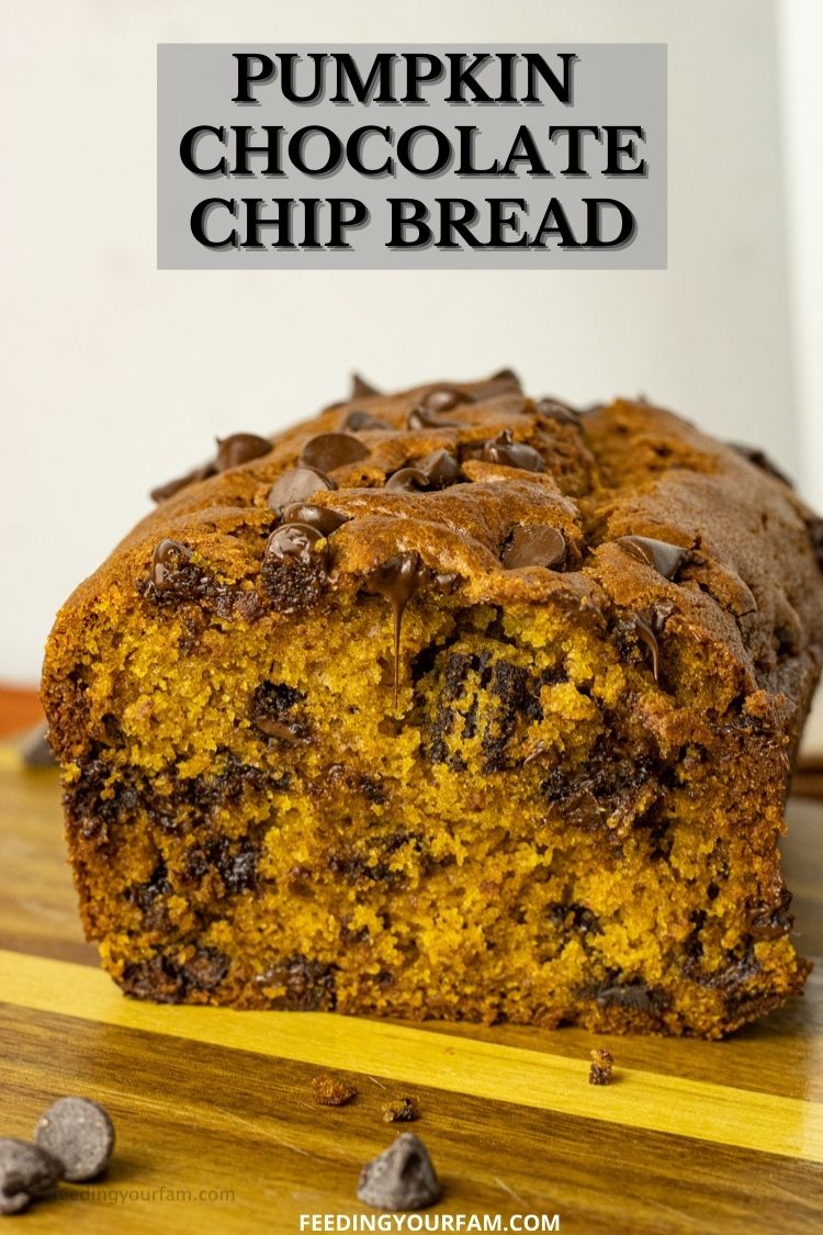 Pumpkin Bread with Chocolate Chips. This might just be the best recipe I have found for pumpkin chocolate chip bread! Just like you would find in a bakery, but you can make it at home! #pumpkinbread #chocolatechip #pumpkinchocolatechipbread