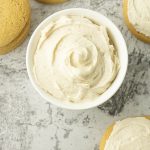 small bowl of white buttercream frosting