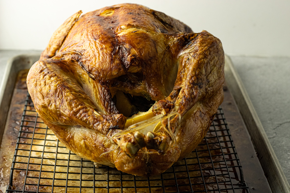 cooked turkey, image taken from neck side