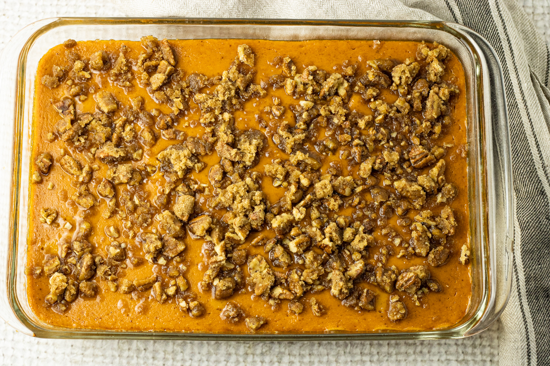 pecan topped pumpkin pie