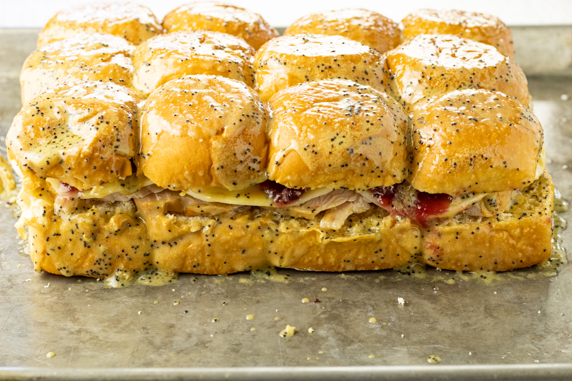 layered turkey and cranberry sliders