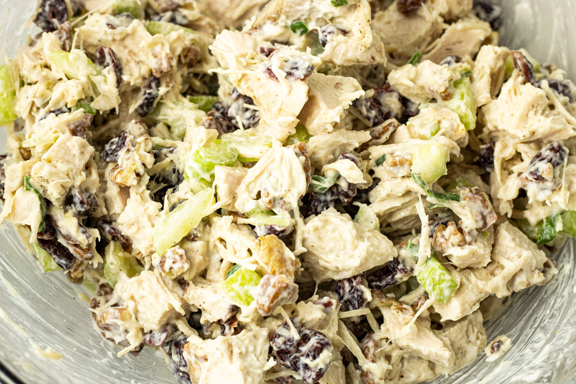 bowl of mixed turkey salad