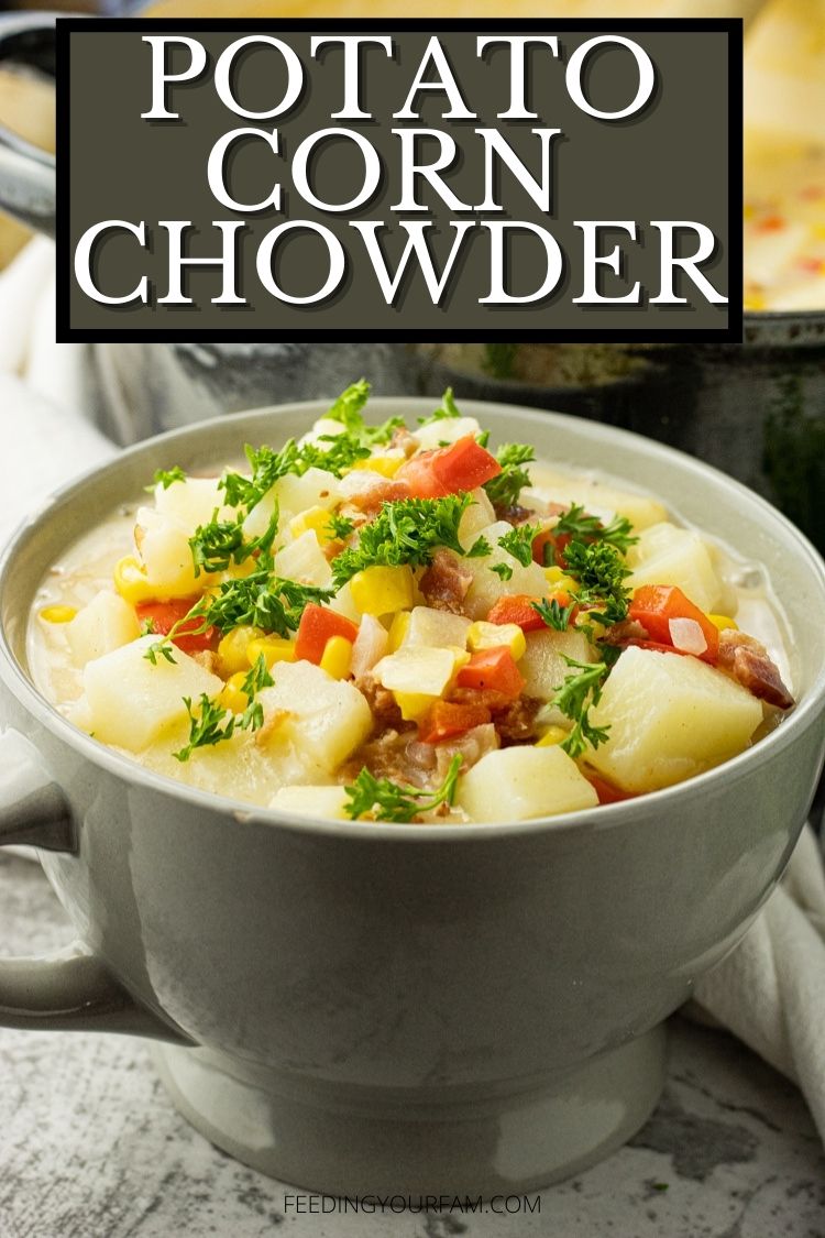 bowl of corn chowder with potatoes