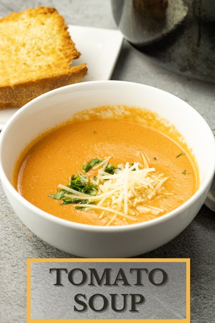 Creamy Tomato Soup is simple to make from ingredients that you already have available in your home! Ready in under 10 minutes. #tomatosoup #tomato #tomatobasilsoup #easysoup #easyrecipes