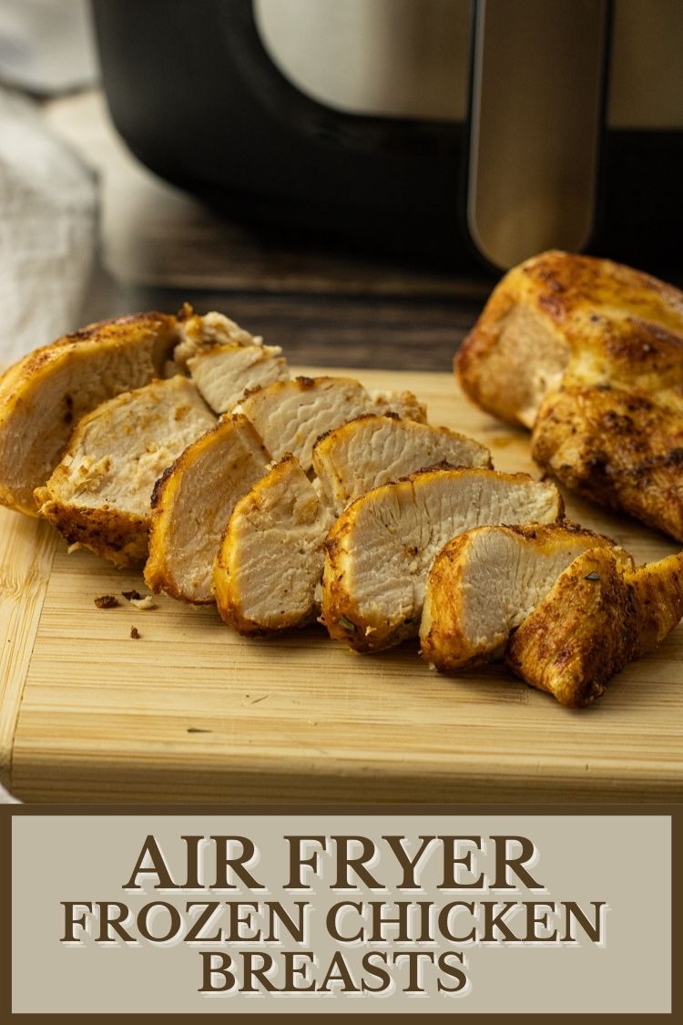Air Fryer Frozen Chicken Breasts are tender and juicy, so easy to make and come out perfect every time. #chicken #airfryerrecipes #airfryer #airfryerchickenrecipes