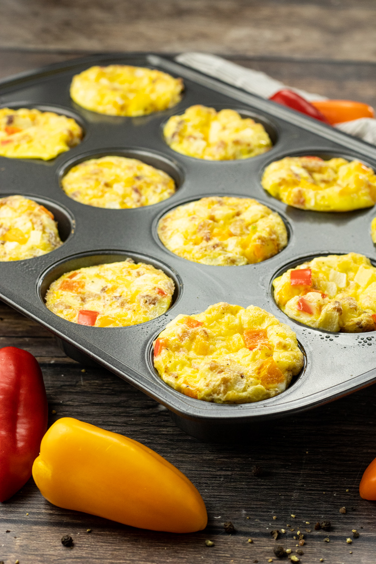 scrambled egg muffins in a muffin pan