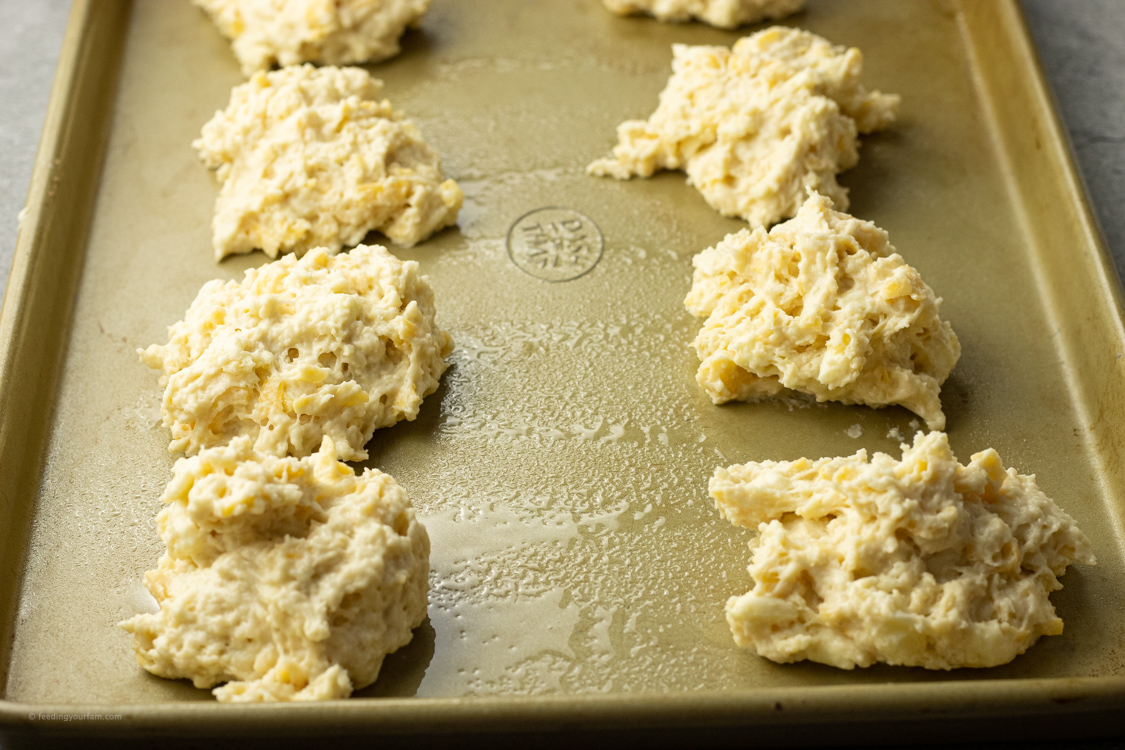 drop biscuit dough on a baking sheet