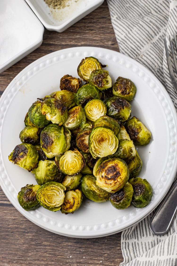 roasted brussel sprouts on a white plate