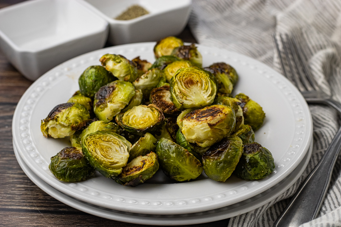 plate of oven roasted brussel sprouts