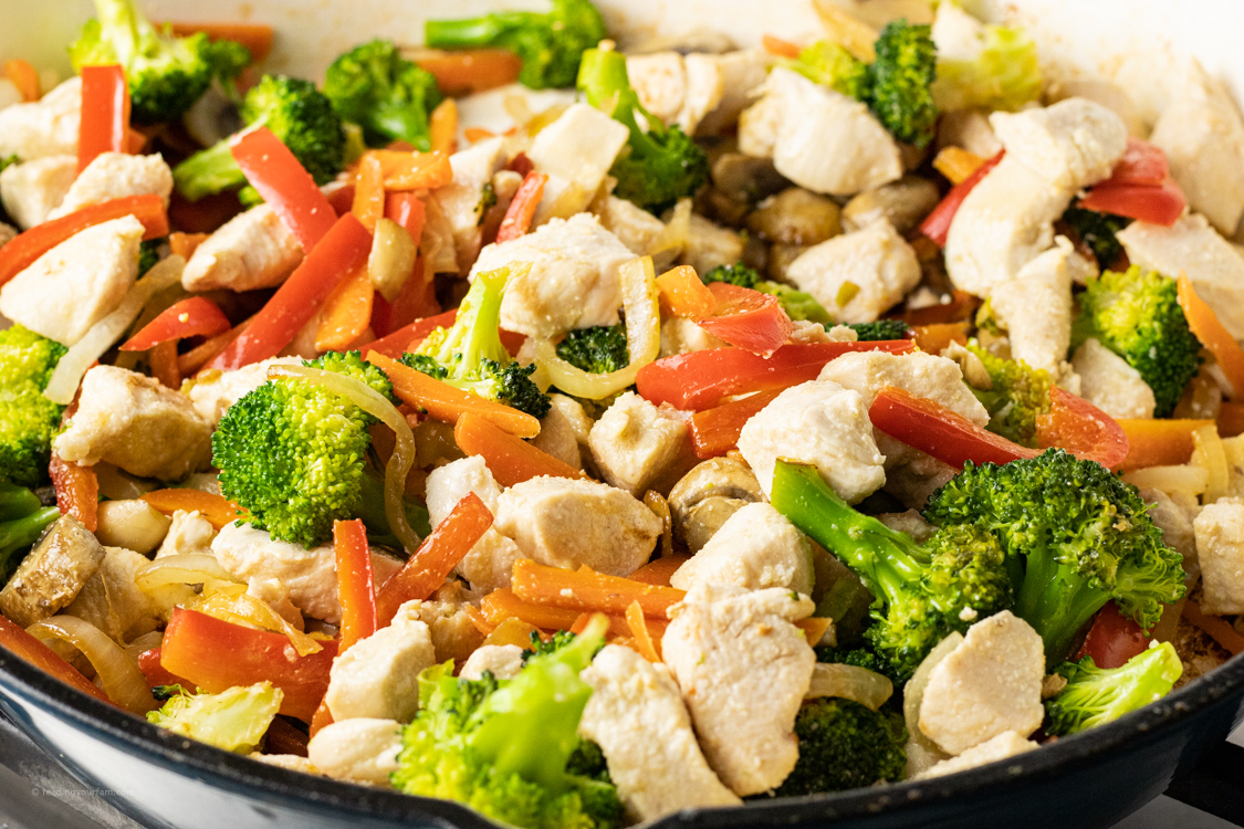 pan of chicken and veggies