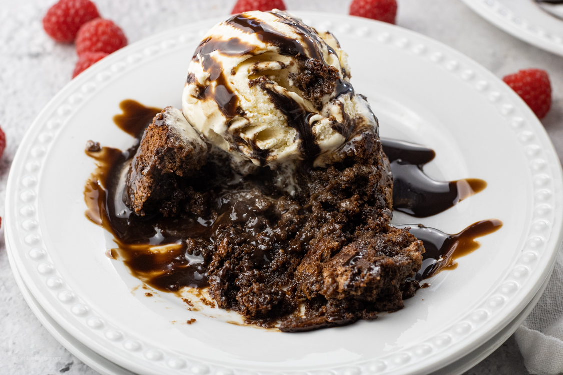 lava cake on a white plate